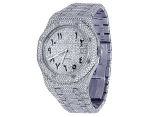 Montre de luxe pour homme BOJ A.P.51 avec cadran arabe noir, mouvement à quartz entièrement blanc, boîtier en alliage, cadran en verre, diamants VVS, moissanite, 41 mm - Product Image 4