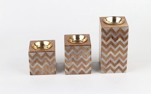 Checkerboard Wooden And Resin Bakhoor Burner with Gold Insert Aromatic <b>Diffuser</b> All-Season Use Mubakhar Burner At Best Price - Product Image 2