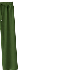Pantalones Deportivos Anchos Color Verde Oliva para Mujer, Cintura Elástica con Cordón, Pantalones Casuales Holgados, Fabricante OEM, Suministro al por Mayor - Product Image 2