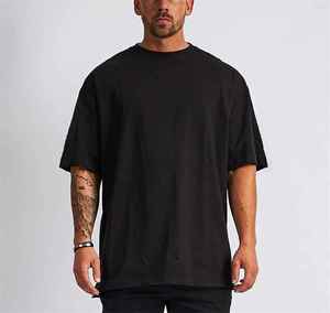 Custom High Quality Printing Oversized Drop Shoulder 100% Cotton Street Wear T-shirt for Men <b>Blank</b> Heavy <b>Weight</b> Knitted Solid - Product Image 4