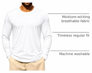 เสื้อยืดแขนยาวผู้ชาย ผ้าฝ้าย 100% นุ่ม ระบายอากาศดี สวมใส่สบาย คอกลม ราคาประหยัด - Product Image 3