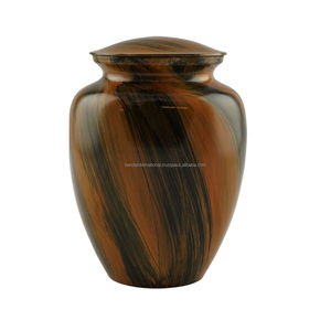 High Quality And Classic Brass Adult Cremation Urns With <b>White</b> Lining Design And Green Marble Finished Metal Funeral Urns - Product Image 6
