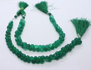 Cuentas facetadas de ónix verde natural de 7-8 mm, cuentas facetadas de ónix verde tipo briolette, gotas de ónix verde para joyería - Product Image 2