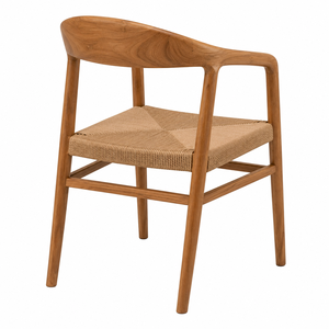 Scandinavian Eco-Friendly Durable Waterproof Wooden <b>Dining</b> <b>Chair</b> Woven Seat Curved Backrest Modern Home Office School Park - Product Image 3
