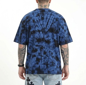 Fascinating Tie-dye <b>colour</b> sublimation cotton t-<b>shirt</b> Men's blue white casual knit Patterned breathable short sleeve - Product Image 5