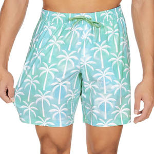 Shorts de bain pour homme à imprimé palmiers, séchage rapide, taille à cordon de serrage, décontractés, pour la plage - Product Image 6