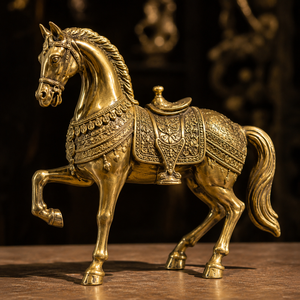 Figura de Caballo de Plata de Ley con Detalles en Oro, Arte Tradicional de Latón para Decoración del Hogar, Sala de Estar, Decoración de Mesa Interior - Product Image 3