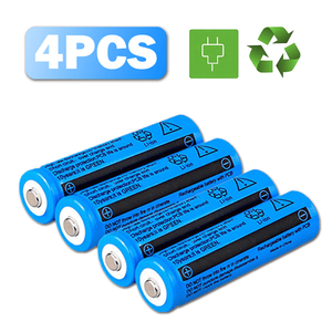 4 batterie ricaricabili cilindriche agli ioni di litio da 3000 mAh 18650, 1 set di caricabatterie doppio per torce e lampade frontali - Product Image 2