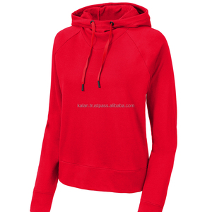 <b>Women's</b> <b>Red</b> Hooded <b>Sweatshirt</b> Long Sleeve Knitted Pullover 100% Cotton Breathable Autumn Wear Solid Color Casual Style - Product Image 6