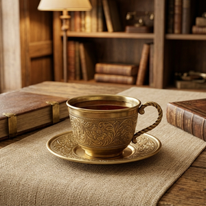 Brass <b>Cup</b> and <b>Saucer</b> with Sheer Elegance and Classic Design for Tea Time in Style - Product Image 6