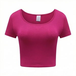 Women 100 Cotton <b>Mock</b> <b>Neck</b> Crop <b>Top</b> Custom Logo Oversize Cropped T Shirt Sexy Style Streetwear Premium Trendy Tee - Product Image 1