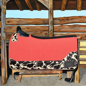 Tapis de selle western en feutre de laine noir de haute qualité, très demandé, avec patchs en cuir gravé floral, fabriqué en Inde - Product Image 1