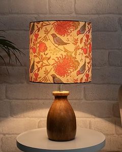 Decorative Modern Design Table Lamp Fabric Shade Styrene Diffuser E27 Bulb Included Wooden Base Soft Yellow Light for <b>Home</b> Decor - Product Image 3