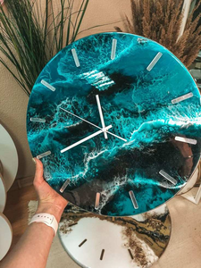 HOME Epoxy Resin Wall <b>Clock</b> Modern Design <b>Battery</b> Operated Customized Size Luxury Home Decor Wedding Multi-piece Set Best - Product Image 5