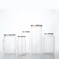 Pot en PET de qualité alimentaire OEM 690 ml avec couvercle en aluminium facile à ouvrir, certifié ISO 9001, logo personnalisé pour l'emballage de gâteaux, desserts et aliments secs