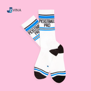JZVINA Pickleball Crew <b>Socks</b> <b>White</b> Blue Black Striped 100% Cotton <b>Men</b> Sports Breathable Knitted Spring - Product Image 1