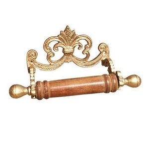 Antique Pewter Toilet Paper Holder with Dark Wood Roller Rustic Industrial Wall Mounted Bathroom Tissue <b>Roll</b> <b>Rack</b> Hardware - Product Image 5