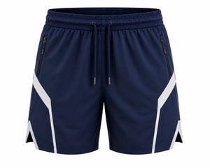 Shorts de sport gris pour homme en toile 100 % polyester à séchage rapide avec cordon de serrage à la taille et poches zippées, longueur mi-cuisse, pour entraînement athlétique - Product Image 4