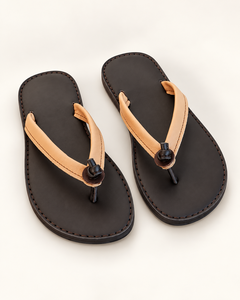 Sandales tongs unisexes en cuir marron et noir de qualité supérieure, à deux tons, avec sangle en V, chaussures décontractées d'été, tailles 2-11, vente en gros, OEM, export - Product Image 1