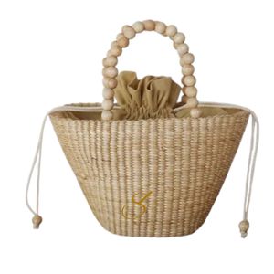 Sac en paille de jacinthe d'eau fait main : Sac à main écologique perlé - Product Image 3