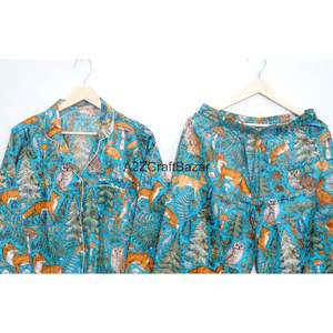 Conjunto de Pijama de Algodón Cómodo para Mujer con Camisa Estampada de Manga Larga y Pantalones con Bolsillos para Dormir Cómodamente - Product Image 6