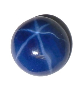 Zafiro Azul Estrella Redondo de 11x11 mm, 7 Quilates, Creado en Laboratorio, Cabujón Pulido con Efecto de Estrella de 6 Puntas, 4-5 mm de Altura, para Joyería - Product Image 2