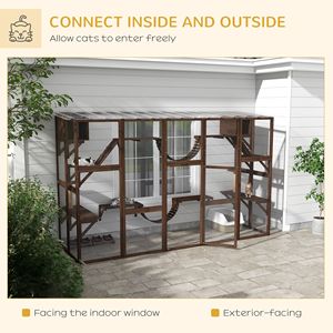Solid Rectangle Pattern Outdoor Window <b>Box</b> Coffee Catio <b>Cat</b> House with Shelves for Multiple <b>Cats</b> Pet Furniture for Small Animals - Product Image 4