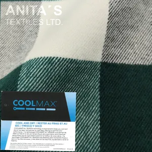 In Stock Coolmax All Season Flannel Fabric Cotton Polyester Yarn Dyed 2x2 Z Twill Woven Wicking Gingham Fabric for Fall Winter