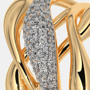 Luxury Yellow <b>Gold</b> <b>Cocktail</b> <b>Ring</b> With Round Brilliant Cut Diamond Geometric Design Unisex Everyday Wear - Product Image 4