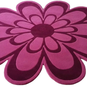 Alfombra de Lana de Diseño Moderno, Color Rosa Premium, Hecha a Mano, con Textura Suave y Bucle Abstracto, para Sala de Estar o Dormitorio, 1 Pieza - Product Image 1