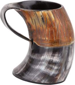 แก้วน้ำทำมือจากเขาควายสไตล์ไวกิ้ง ดีไซน์ใหม่สำหรับเบียร์และกาแฟ แก้วน้ำเขาควายธรรมชาติ - Product Image 5