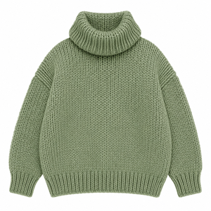 Pull col roulé surdimensionné en tricot épais pour femme, 100 % coton, respirant, anti-plis, anti-rétrécissement, hiver, devant ouvert - Product Image 2
