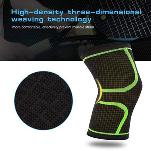 Genouillère noire avec surpiqûres vertes, soutien élastique de compression pour hommes, entraînement en salle de sport - Product Image 6
