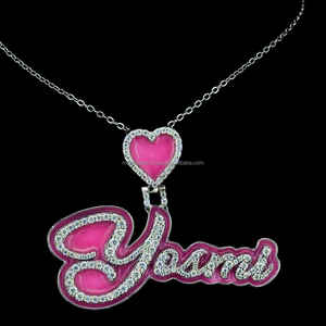 Personalizado Hip Hop Real S925 colgante de plata VVS D Moissanite diamante Color Rosa esmalte noche brillo letra colgante - Product Image 4