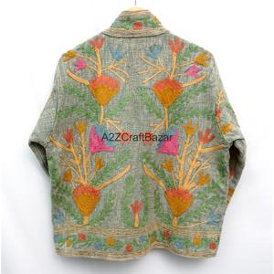 Handmade Vintage Floral Suzani Embroidered TNT Quilted Breathable Eco-Friendly Cotton Winter Jacket Women <b>Classy</b> Ethnic Boho - Product Image 2