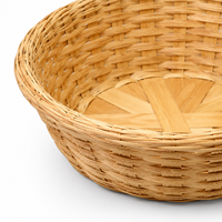 Handgemaakte bamboe opbergmand, rond, geweven, multifunctionele organizer voor huis & keuken