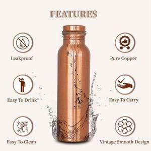 Modern Copper Reusable Water <b>Bottles</b> with Screw Lids Portable Travel Drinkware Set of 3 - Product Image 3