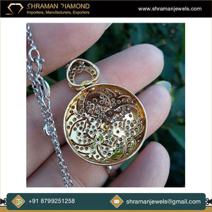 Trendy Designer Fine 10K <b>Solid</b> <b>Gold</b> Plated Moissanite Leaf Clover Flower Disc Charm <b>Pendant</b> Necklace Party Women Girls Gift - Product Image 5