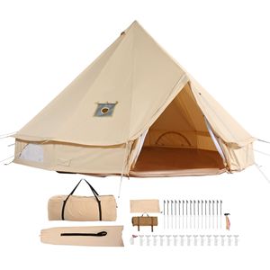 Tenda a Campana in Tela 7m/22.97ft, Tenda Yurt per Tutte le Stagioni, Traspirante, con Foro per Stufa, in Tela e Rete, per 12 Persone, Area 6m - Product Image 1