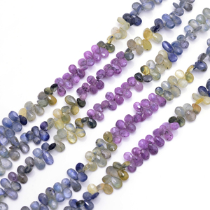 Saphir naturel multicolore facetté en forme de poire, pierre précieuse de qualité supérieure, perles lâches faites à la main, certifiées par un tiers pour la fabrication de bijoux - Product Image 2