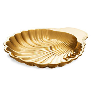 Plateaux décoratifs en métal au design élégant pour table basse de maison ou d'hôtel, finition dorée, motif feuille - Product Image 2