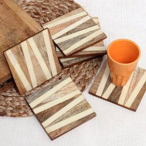 Sous-verre rond en bois d'acacia, couleur naturelle, sous-verre turc pour restaurant, bar et hôtel, design artisanal, antidérapant - Product Image 3