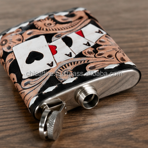 2026 New Stylish <b>Tooled</b> Genuine Cow <b>Leather</b> Flask 8oz Fashionable Stainless Steel Hip Flask High Quality Flask Holder for Gifts - Product Image 6