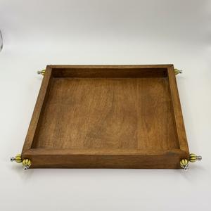 Plateau de service en bois d'acacia pour desserts, apéritifs, fruits, biscuits, sauces - Décoration pour la maison et les restaurants - Plats et assiettes en bois à prix réduit - Product Image 1