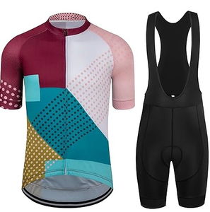 Conjunto de Jersey de Ciclismo de Manga Corta para Hombre de Alta Calidad al por Mayor, Pantalones Cortos de Ciclismo con Estampado Geométrico por Sublimación, Kit de Ciclismo Transpirable - Product Image 1