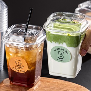 Clear PET Plastic Cups with Flat Lids (<b>Takeaway</b> Drink Cups) 16oz, 20oz - Product Image 4