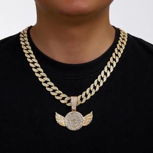 Pendentif en alliage en forme d'aile Sunnice pour chanteur, danseur, mode hip-hop européenne, collier personnalisé pour rappeur, vente en gros - Product Image 1