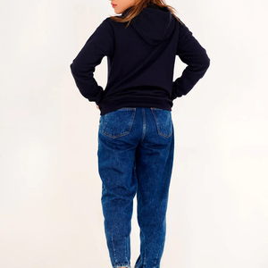 Sudadera con Capucha Azul Marino para Mujer, de Algodón, con Estampado de Letras y Emblema, Estilo Casual, Holgada, Cortavientos, Ropa Urbana para Otoño e Invierno - Product Image 6