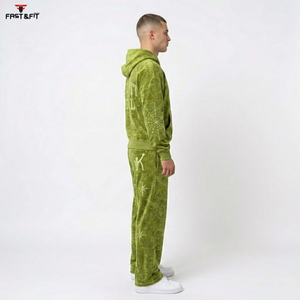 Collection 2026 – Survêtement décontracté à capuche coupe ajustée délavé à l'acide, couleur unie, 100 % coton, fabriqué au Pakistan pour homme - Product Image 5