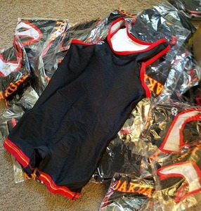 Men Wrestling Singlet Black <b>Red</b> Trim One Piece Fitted Spandex Polyester Stretch Martial Arts Training Uniform Adult Athletic - Product Image 5